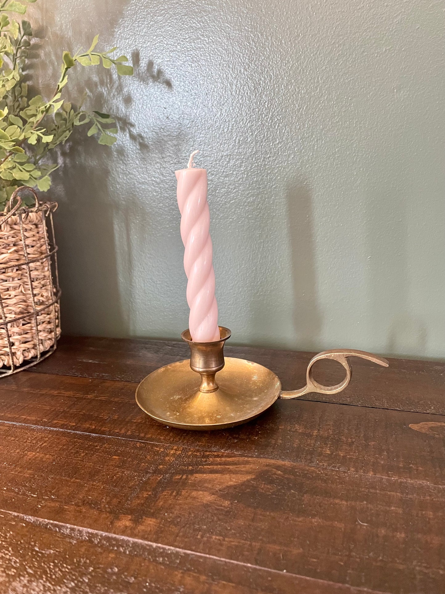 Brass candle stick with handle