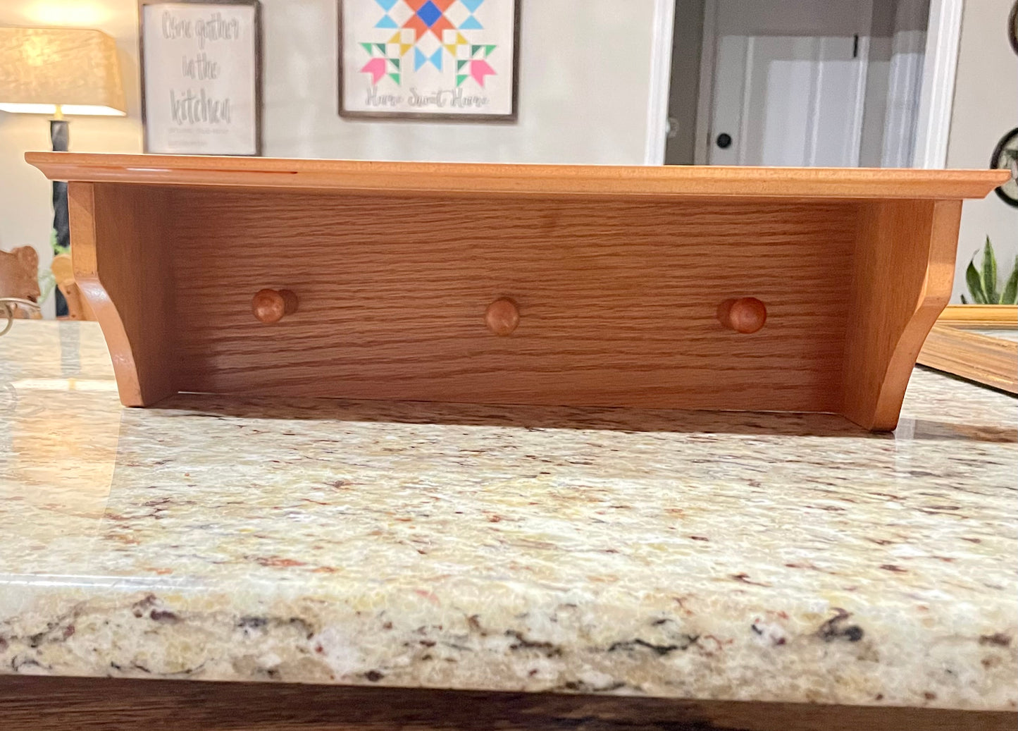 Vintage Wooden Shelf with Hooks