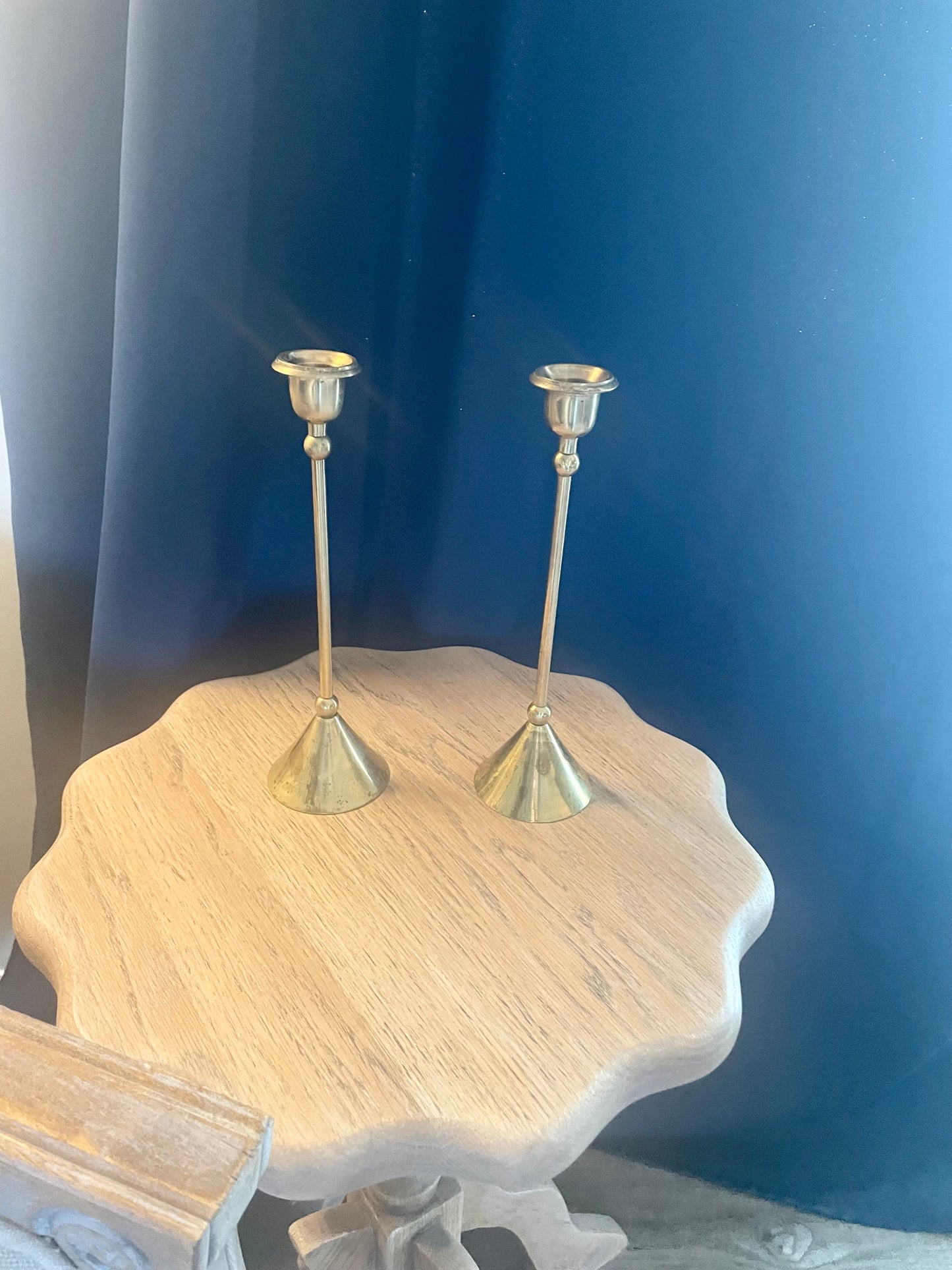 Slim Brass Candlestick Holder Set