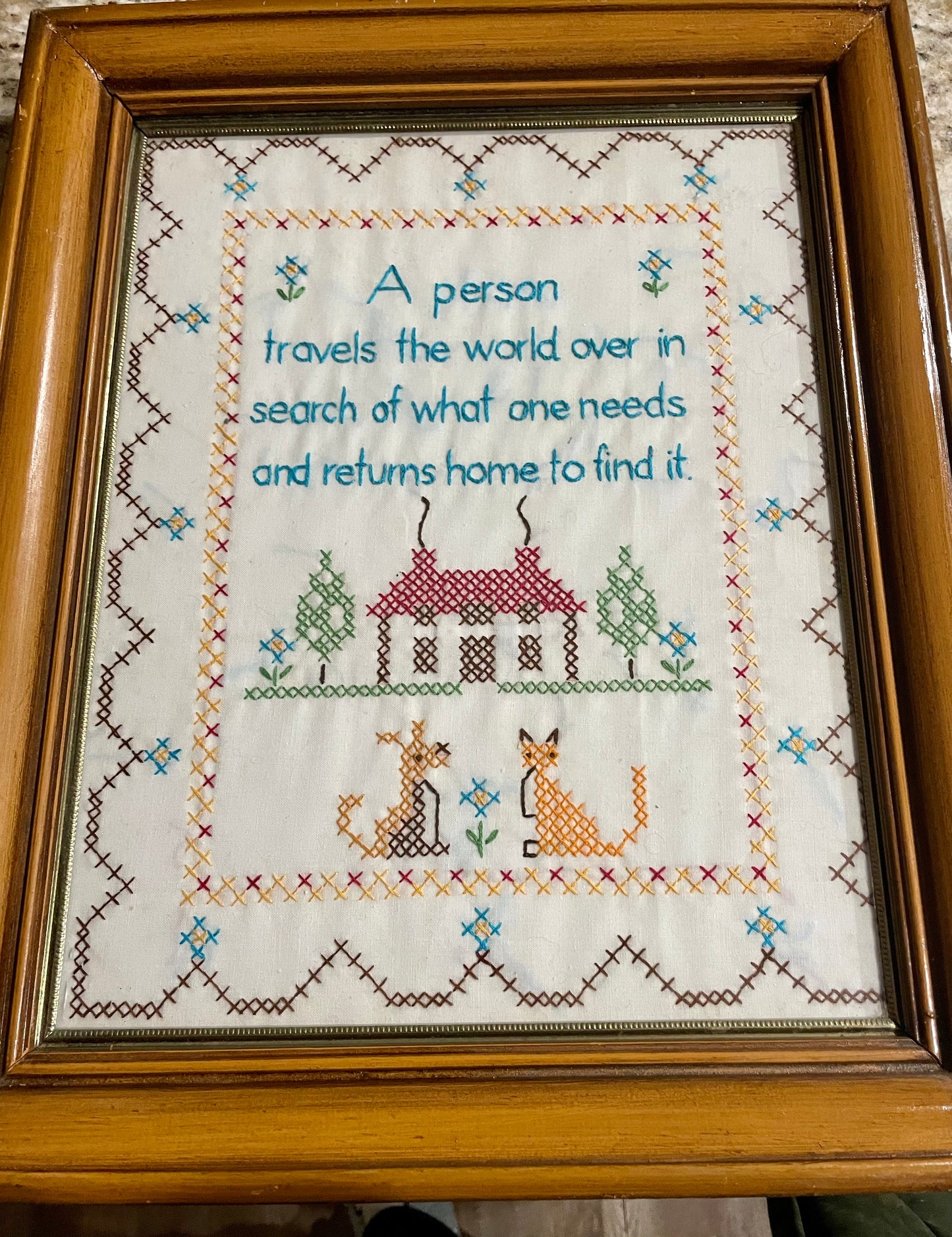 Vintage Framed Needlepoint