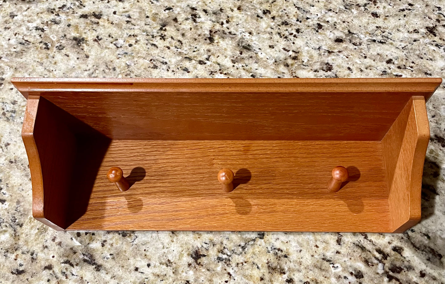 Vintage Wooden Shelf with Hooks