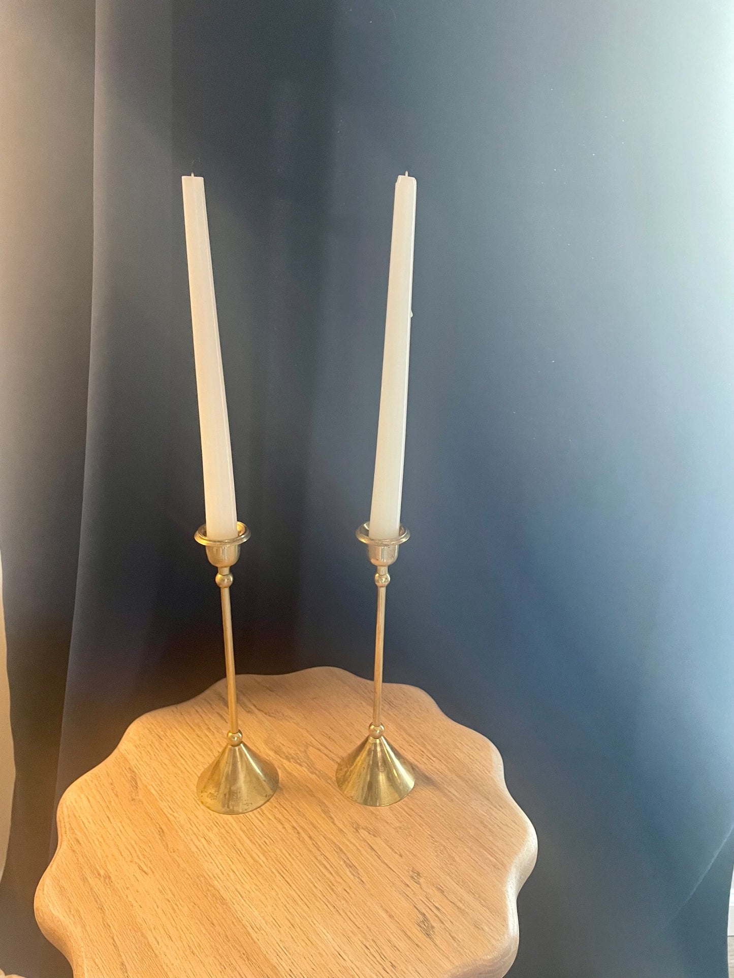 Slim Brass Candlestick Holder Set