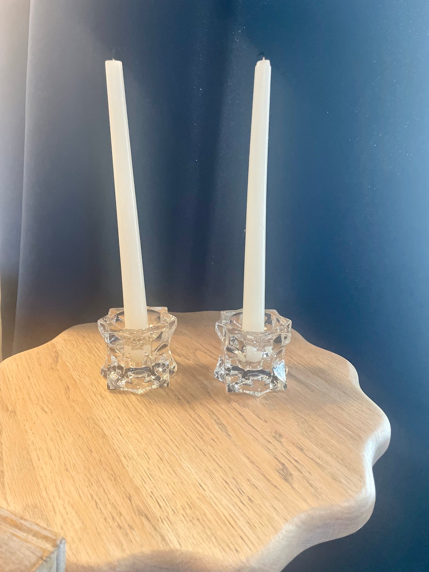 Glass Candlestick Holder Set