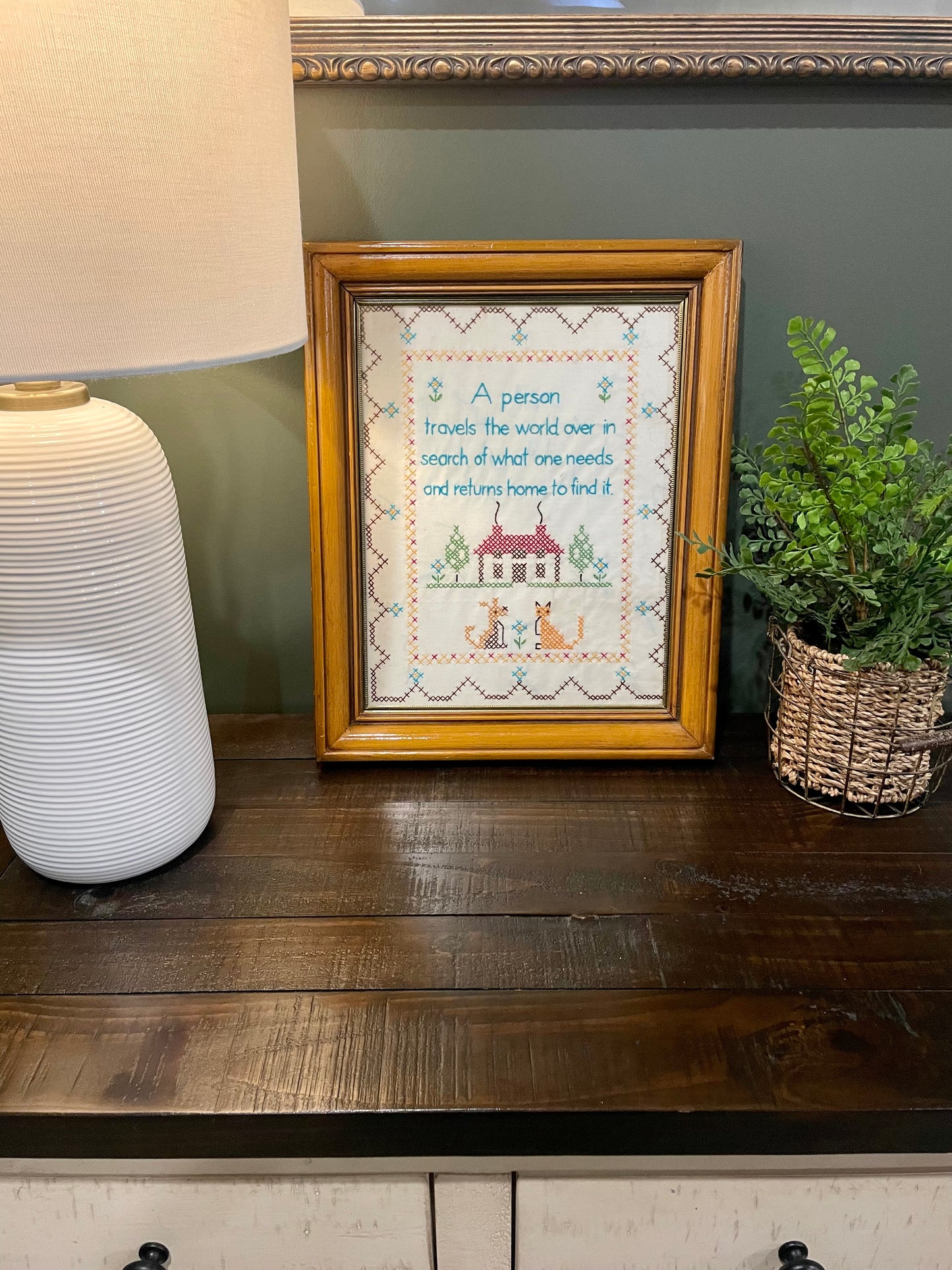 Vintage Framed Needlepoint