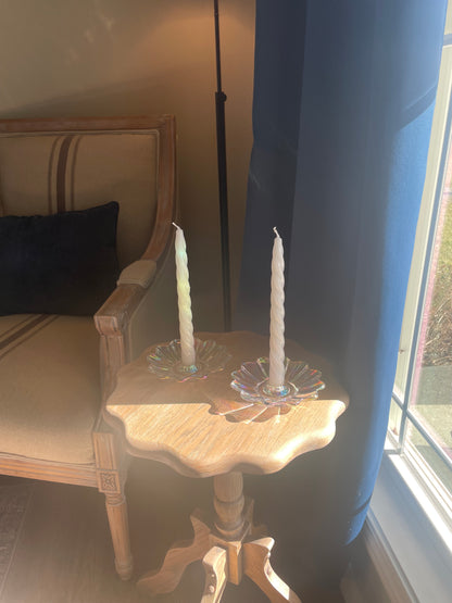 Clear Iridescent Candle Stick Holder Set